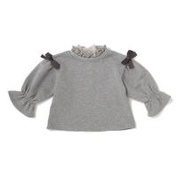 【30%OFF】フリル衿＆袖リボン裏毛トレーナー