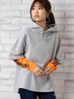 WEGO/スリーブロゴレイヤードパーカー