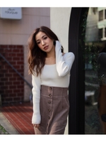 2WAYボタンリブニット/ホワイト