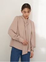 2wayボウタイブラウス/ピンクベージュ