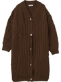 CABLE NKIT LONG CARDIGAN/ブラウン
