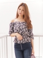 CHIC FLOWER 2WAY オフショルTOPS/ブラック
