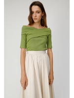 CROSS OFF SHOULDER トップス/L/GRN1