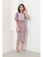 Color block Knit OP/L/PNK1