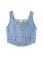 EMBROIDERED FLOWER CORSET TOP/ライトインディゴ