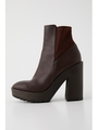 FIT CHUNKY HEEL BOOTS/BRN