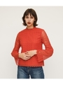 FLARE SLEEVE LACE TOPS/L/ORG1