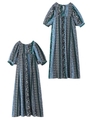 FLORAL PRINT LONG DRESS/ブルー
