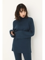 HIGH NECK LOOSE KNIT TOPS/D/BLU3