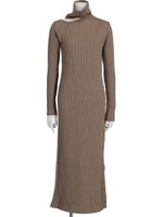 KNIT RIB DRESS/BEIGE