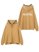 LACE-UP LOGO HOODED TOP/ベージュ