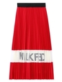 LOGO PLEATED SKIRT/レッド