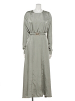 Marble Midi Dress with Belt/GREEN