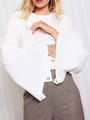 New Role Popper Sleeve Top/IVORY