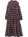 PLAID FLANNEL GATHERED DRESS/レッド