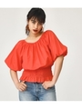 SMOCKING SQUARE N／C TOPS/L/RED1