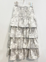 Toile de Jouy tiered skirt/gray