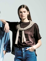 Tシャツライクサテントップス/BRW