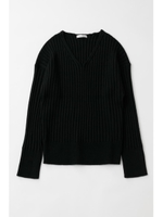 V NECK RIB ニット/BLK