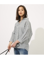 VOLUME SLEEVE SKIPPER BLOUSE/柄NVY5