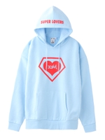 X-girl × SUPER LOVERS LOGO HOODIE/ライトブルー