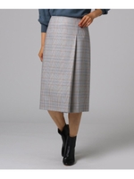 [L]Aラインチェックスカート/ライトグレー(211)