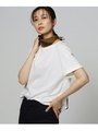[L]【洗える・遮熱】ドロップショルダーコットン混Tシャツ/ホワイト(001)