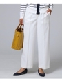[L]【洗える】キュプラコットン混ワイドパンツ/ホワイト(002)