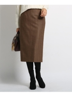 [S]ランダムヘリンボンロングタイトスカート/ダークブラウン(443)