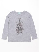 [ボーイズ]ロゴカブトムシプリント長袖Tシャツ/杢グレー