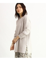 [洗える]マルチリブチュニックニット/ナチュラル(050)