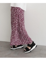 [洗える]小花柄マキシスカート/レットプラム(175)