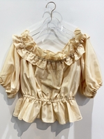 frill offshoulder blouse/yellow