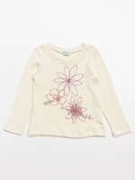 ［ジュニアサイズ］フラワー（花柄）プリント長袖Ｔシャツ/オフホワイト