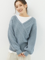 【2WAY】ケーブルカシュクールプルオーバー/ブルー