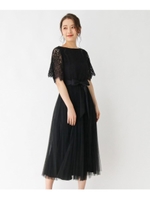【42(LL)WEB限定サイズ】リッチレースフレアワンピース/ブラック(019)