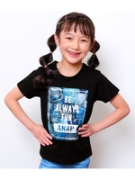 【ANAP KIDS】 デニムパッチワークTシャツ/ブラック(027)