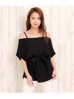 【ANAP】 リボン付きオフショルトップス/ブラック(027)