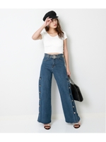 【ANAP】サイドOPENフレアデニム/ブルー(019)