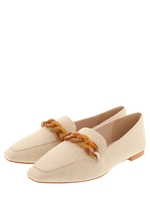 【CAMILLE BIS RANDA】べっ甲パーツスクエアトゥローファー/IVORY