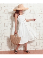 【CHILLE】バックリボンフロント釦ワンピース/ホワイト(001)