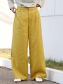 【Cl】リネン混タックワイドパンツ/YLW