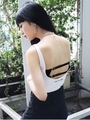 【EMODA×佐藤晴美】バックオープンロゴタンクトップ/WHT
