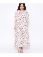 【Factor=】 花柄サイドシャーリングワンピ/アイボリー(003)