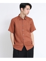 【HERDMANS LINEN】リネン無地＆チェックシャツ（半袖）/レンガ(069)