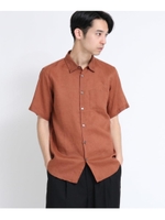 【HERDMANS LINEN】リネン無地＆チェックシャツ（半袖）/レンガ(069)