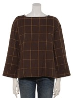 【HONEY CHURCH】ボートネックＢＬ格子チェック/茶