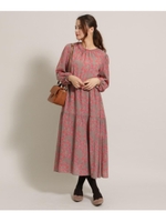 【Lサイズあり】総柄フラワーワンピース/サンドベージュ(153)