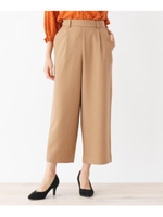 【M-L/洗濯機で洗えて毛玉になりにくい】セミワイドクロップドパンツ/無地サンドベージュ(053)