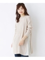 【M-L】サイドプリーツニットワンピース/ライトベージュ(051)